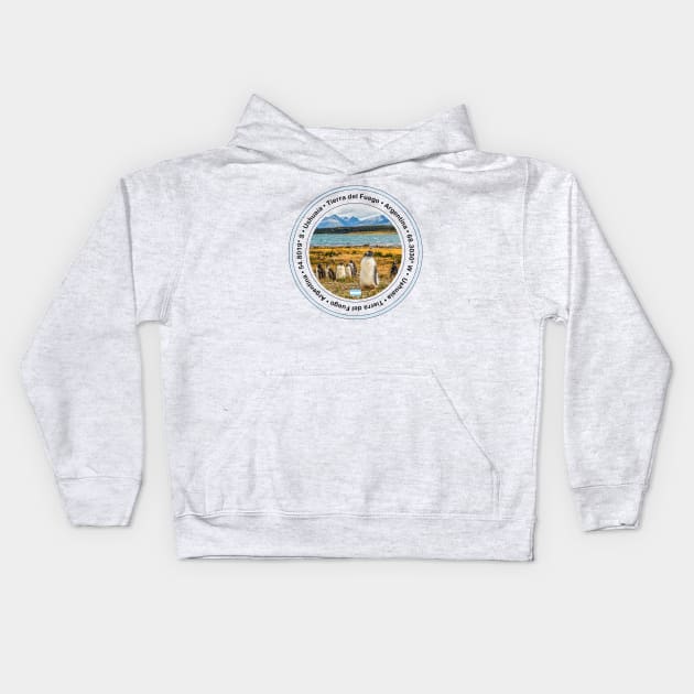 Ushuaia Tierra del Fuego Circle Design Kids Hoodie by Argento Merch